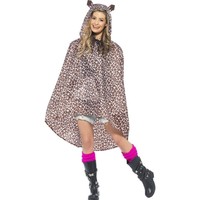 Mooie festival poncho rachel in luipaardprint unisex