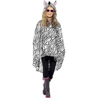 Mooie poncho Quinten met zebra print unisex