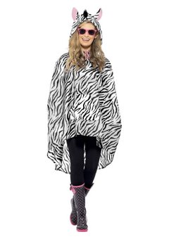 Poncho Quinten met zebra print unisex