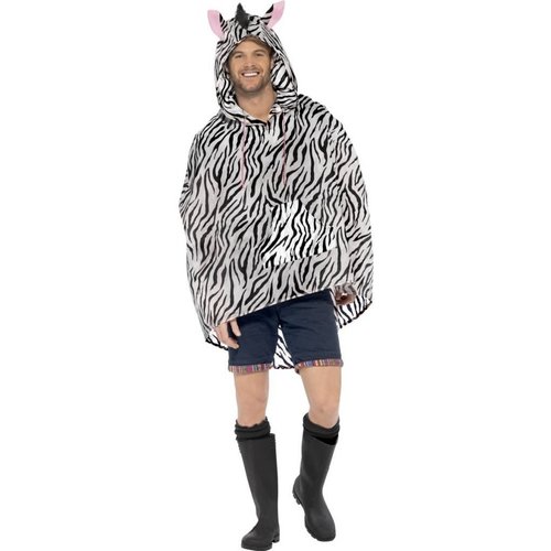 Mooie poncho Quinten met zebra print unisex