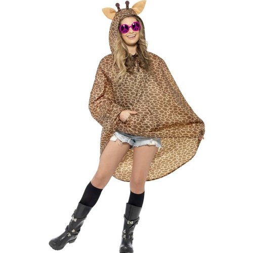 Leuke poncho met giraffen print unisex