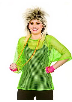 Visnet t-shirt Kiki jaren-80 neon groen