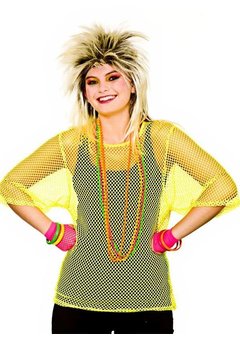 Visnet t-shirt Kiki jaren-80 neon geel