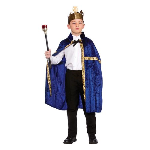 Mooie Koningsmantel Jochem in blauw met koningskroon