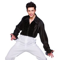 Ruige blouse rouche in zwart