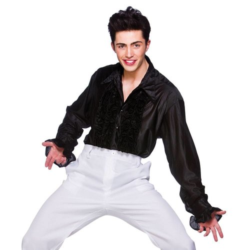 Ruige blouse rouche in zwart