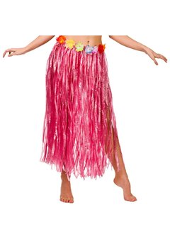 Hawaii rokje roze met bloemen 80cm