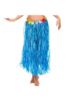 Hawaii rokje blauw met bloemen 80cm