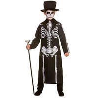 Halloween skelet jas Tony met hoge hoed