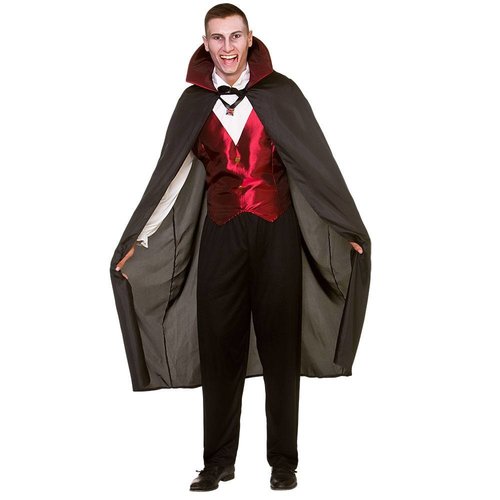 Dracula kostuum Aime vest,  cape met kraag, broek en medaillon