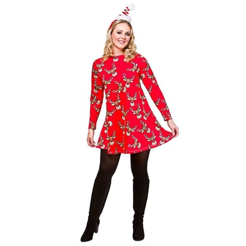 Leuk Kerstjurkje Angela met rendiertjes print