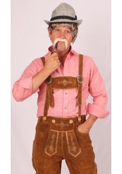 Tiroler blouse rood/wit geruit heren