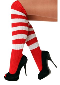 Kniekousen rood wit gestreept