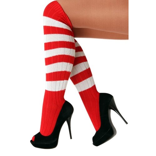 Rood wit gestreepte Dorus kousen