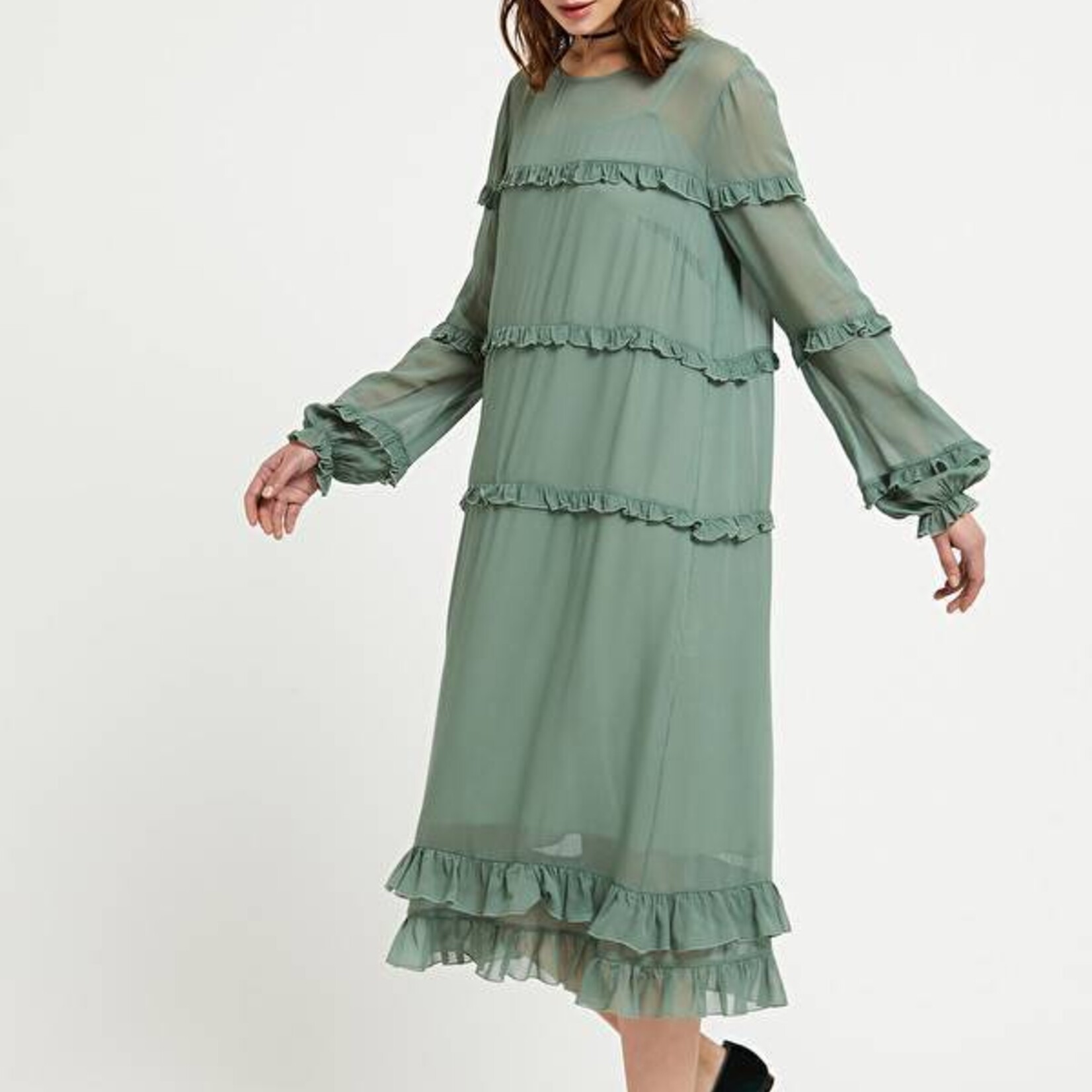 Ottod'Ame Viscose midi dress with ruches