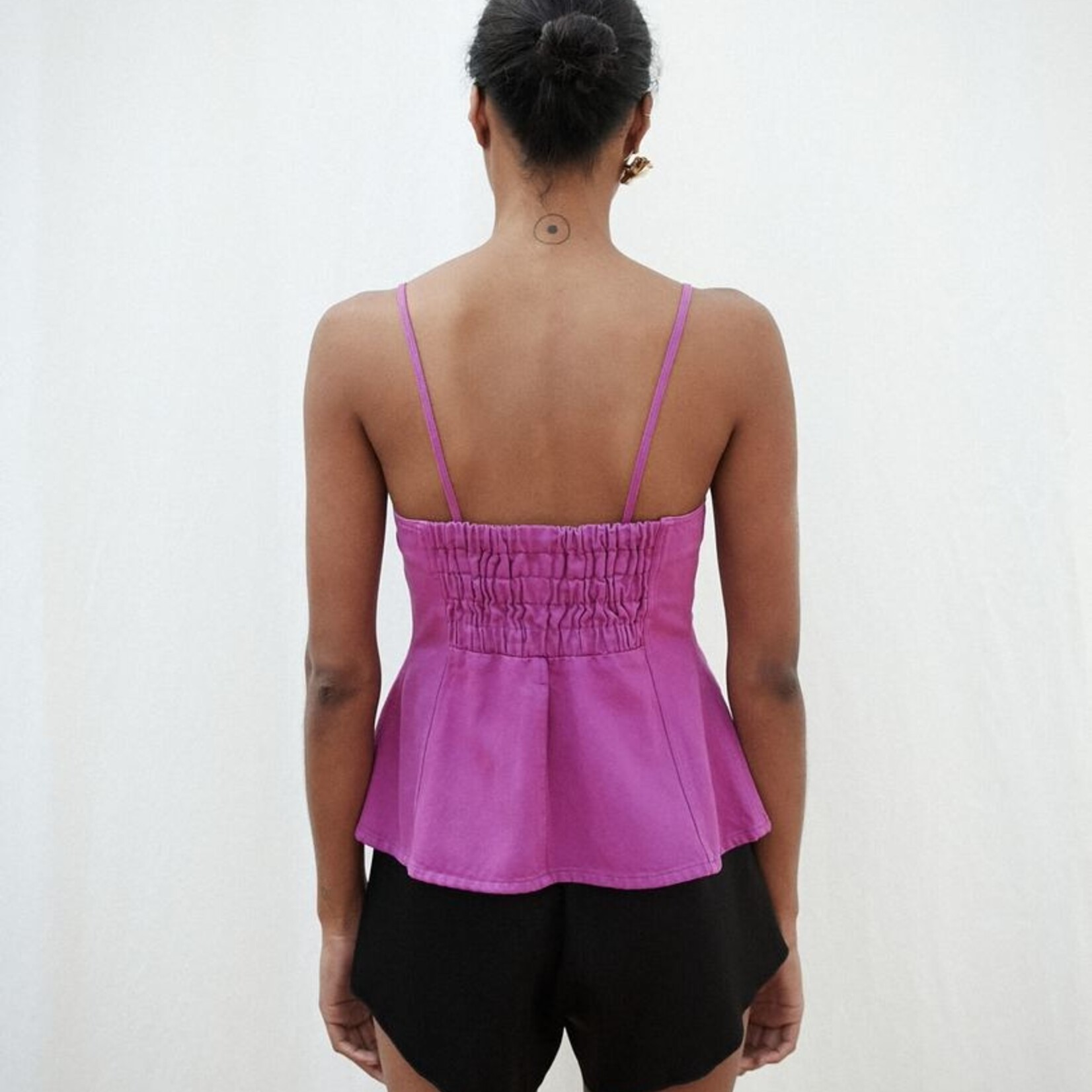 Western flared strap top - Rosebud
