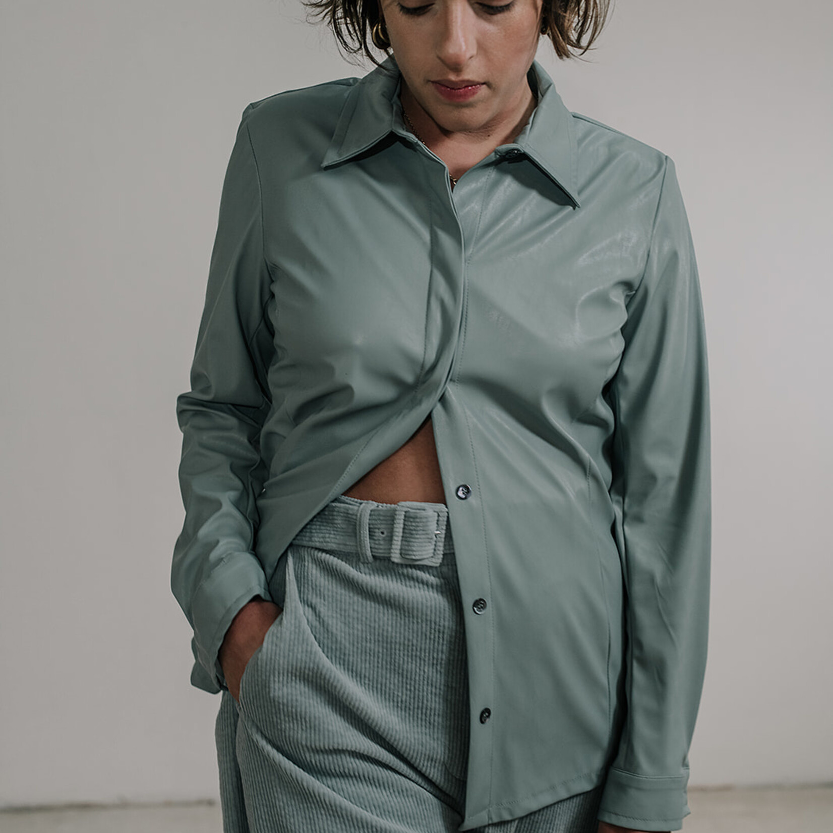 vegan leather shirt