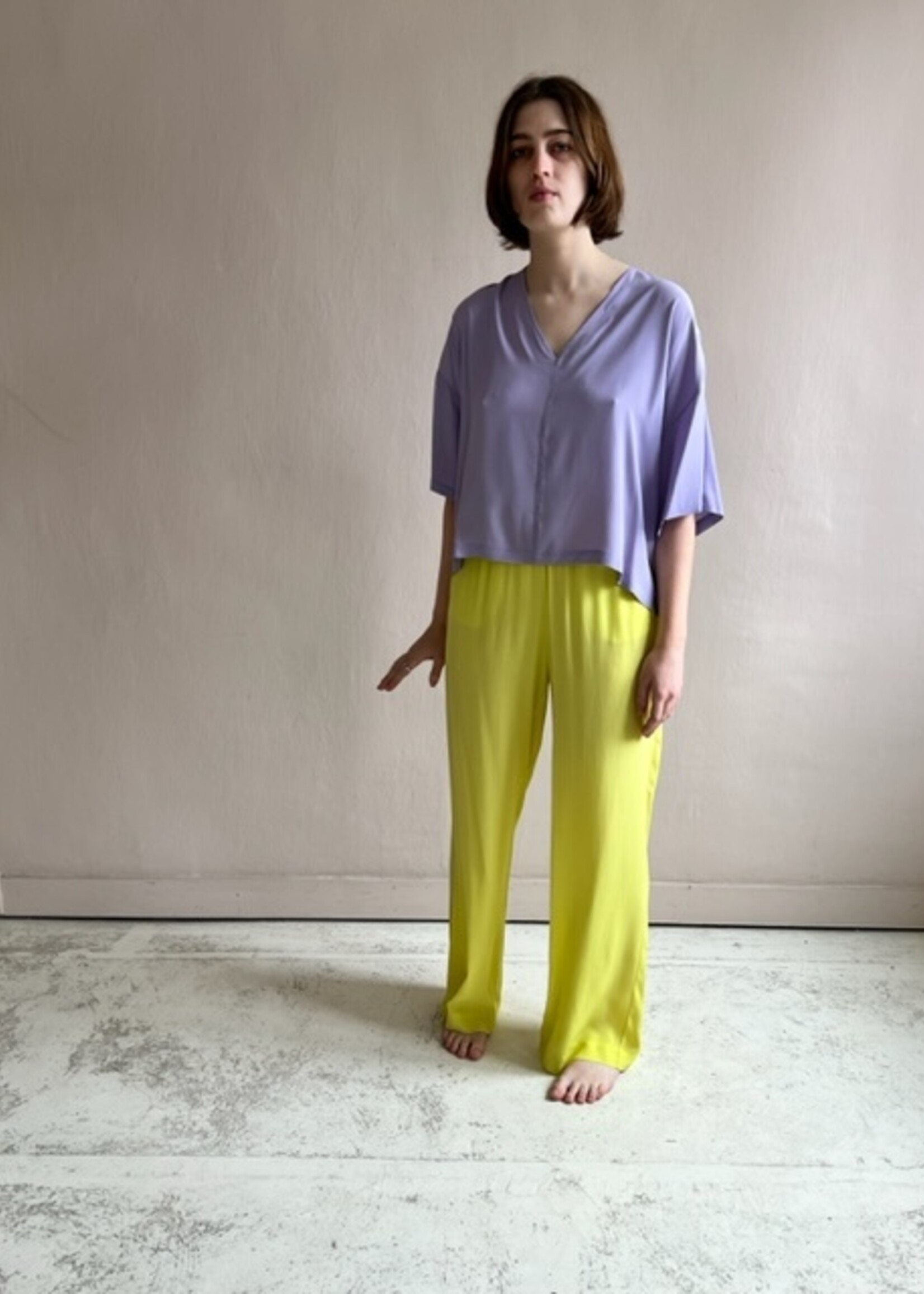 Ottod'Ame Wide-leg silk-blend trousers yellow