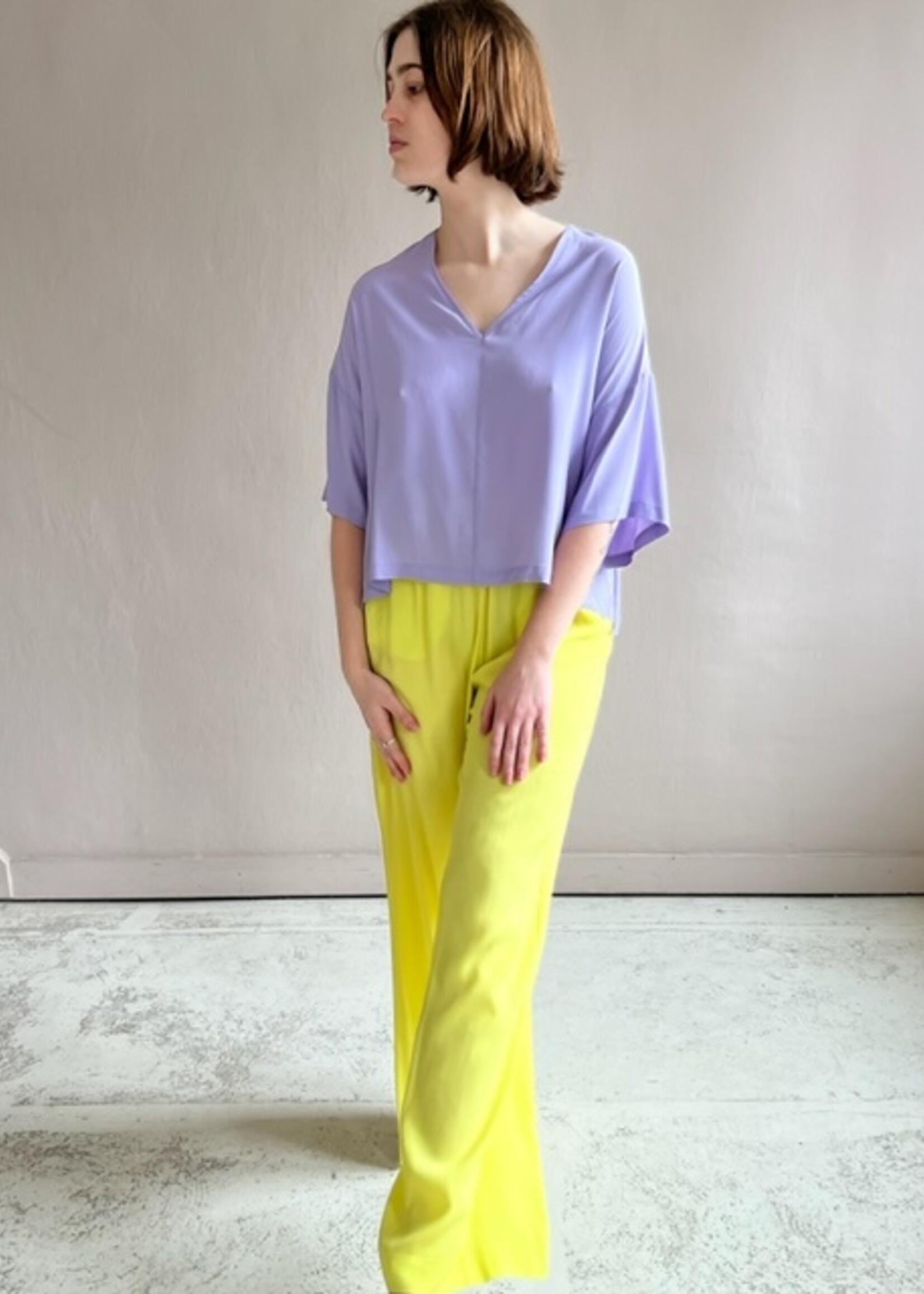Ottod'Ame Wide-leg silk-blend trousers yellow