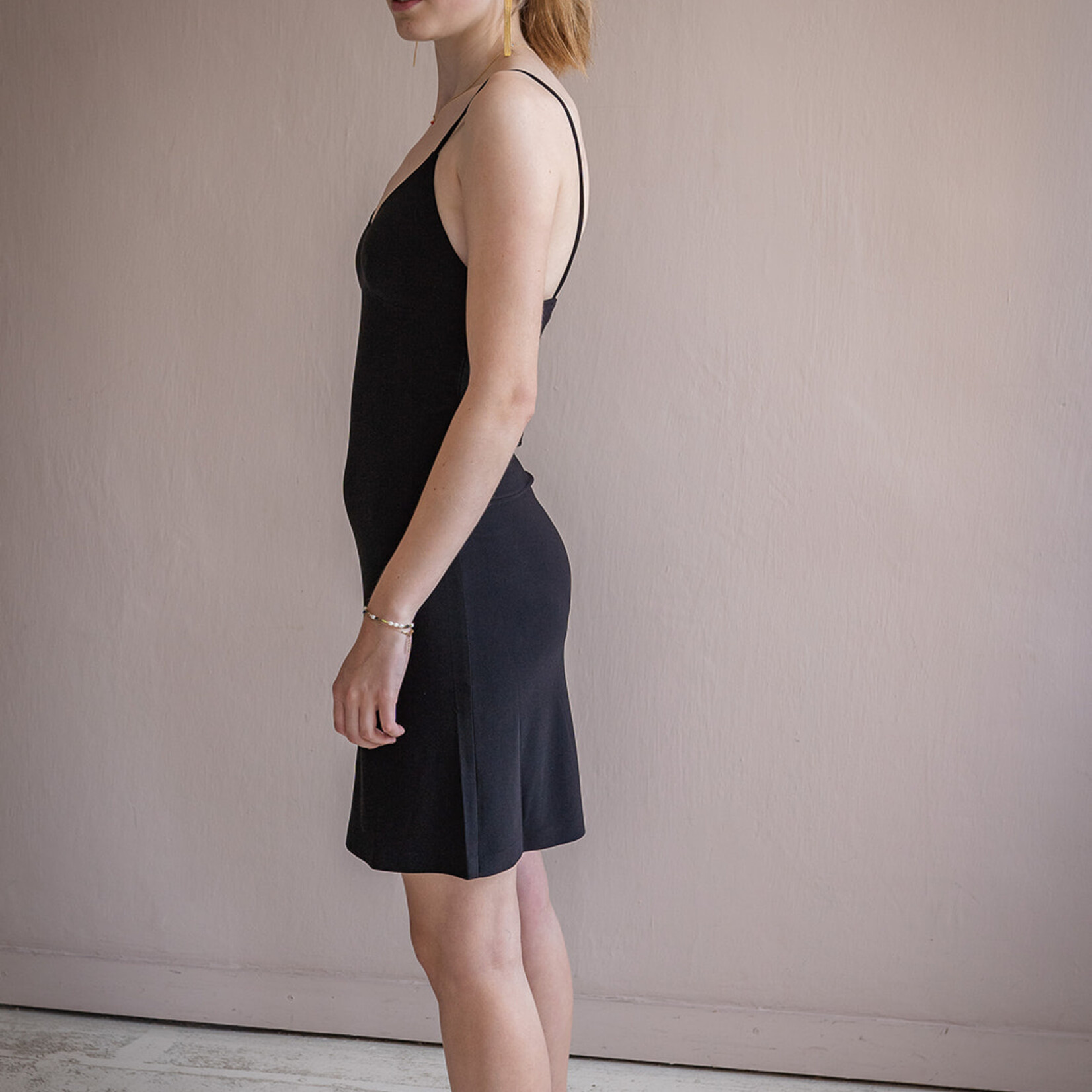 Norma Kamali slip dress to knee black
