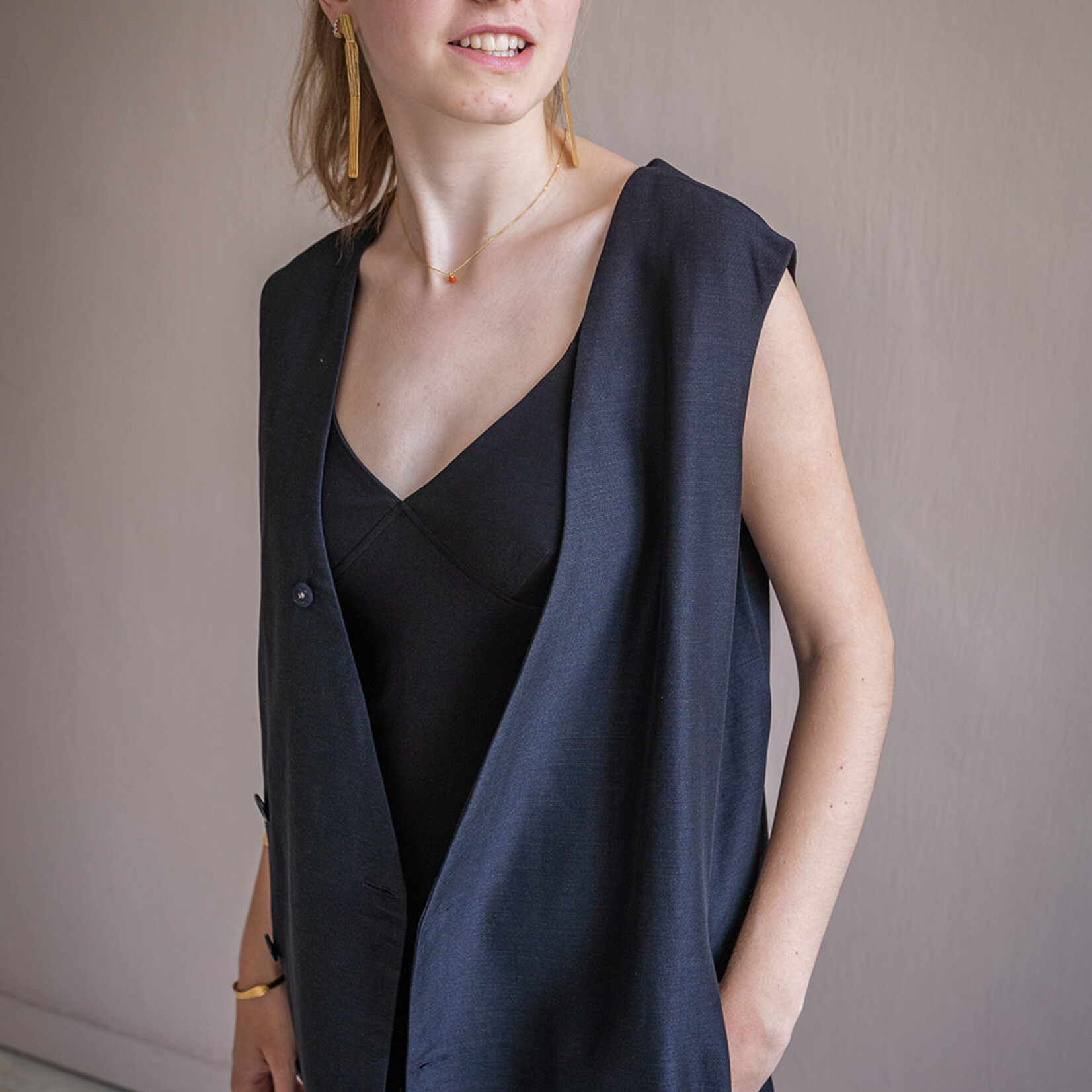 Norma Kamali slip dress to knee black