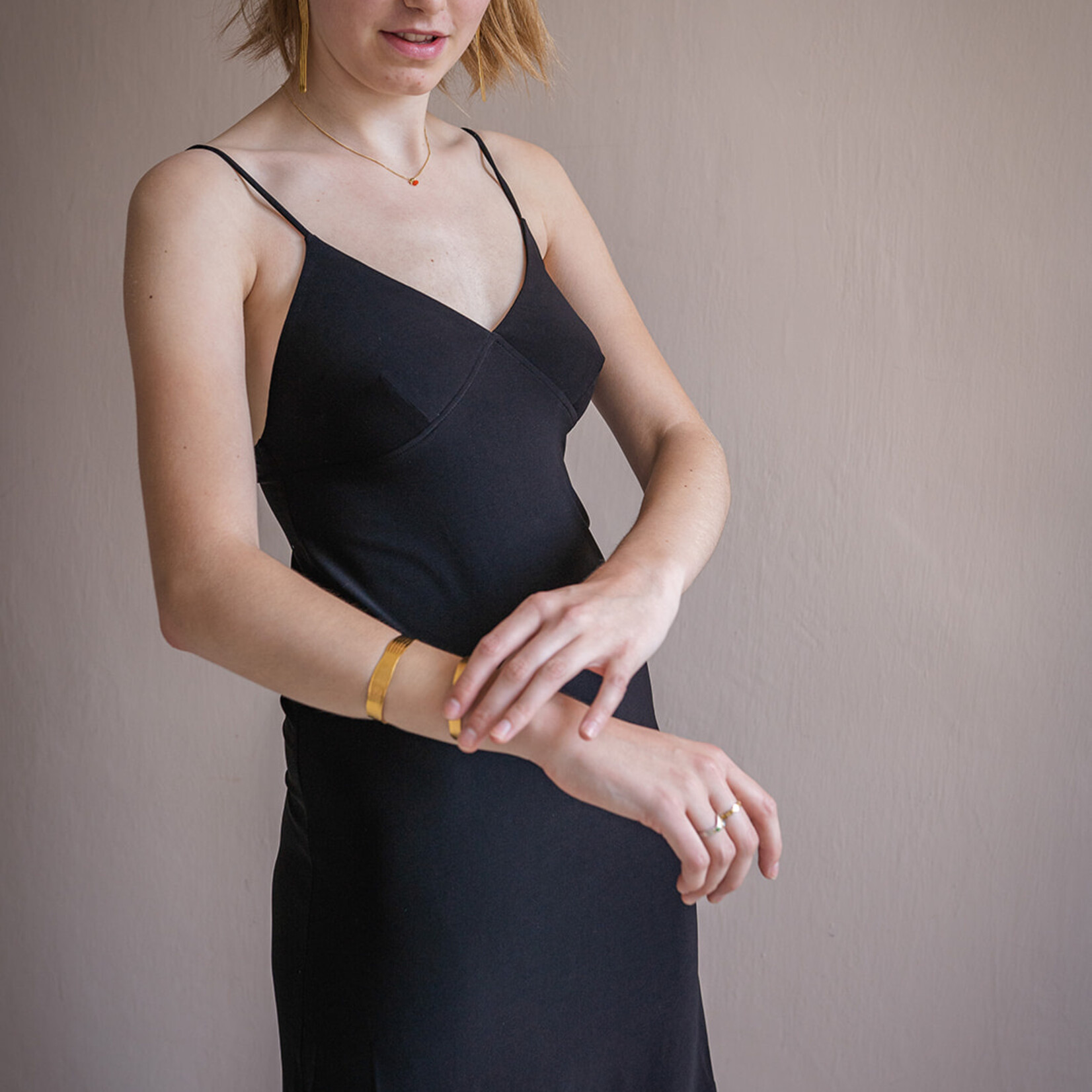Norma Kamali slip dress to knee black