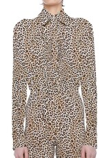 Norma Kamali nk shirt w/collar stand   print leopard