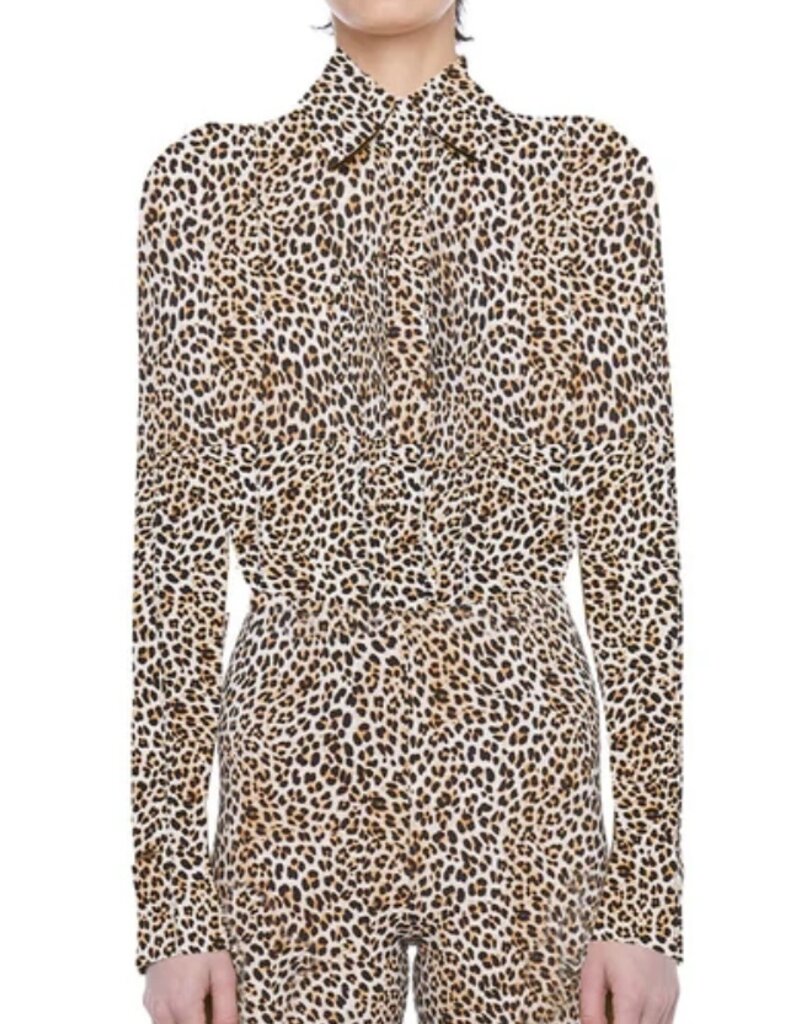 Norma Kamali nk shirt w/collar stand   print leopard