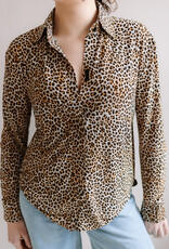 Norma Kamali nk shirt w/collar stand   print leopard