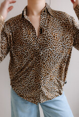 Norma Kamali nk shirt w/collar stand   print leopard