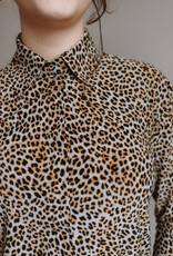 Norma Kamali nk shirt w/collar stand   print leopard