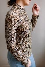 Norma Kamali nk shirt w/collar stand   print leopard