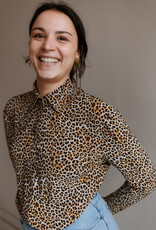 Norma Kamali nk shirt w/collar stand   print leopard