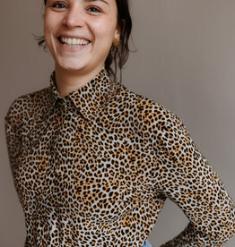 Norma Kamali nk shirt  collar stand print leopard