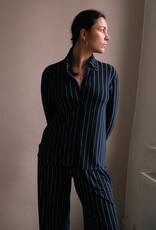 Norma Kamali nk shirt w/collar stand  pinstripe