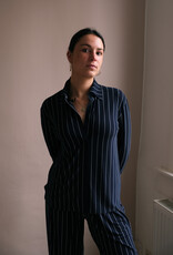 Norma Kamali nk shirt w/collar stand  pinstripe