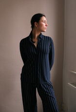 Norma Kamali nk shirt w/collar stand  pinstripe