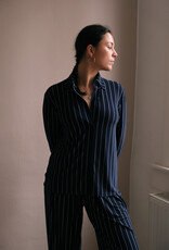 Norma Kamali nk shirt w/collar stand  pinstripe