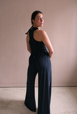 Norma Kamali Simple vest true navy pinstripe