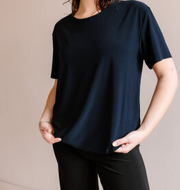 Norma Kamali short sleeve boxy shirt dark blue