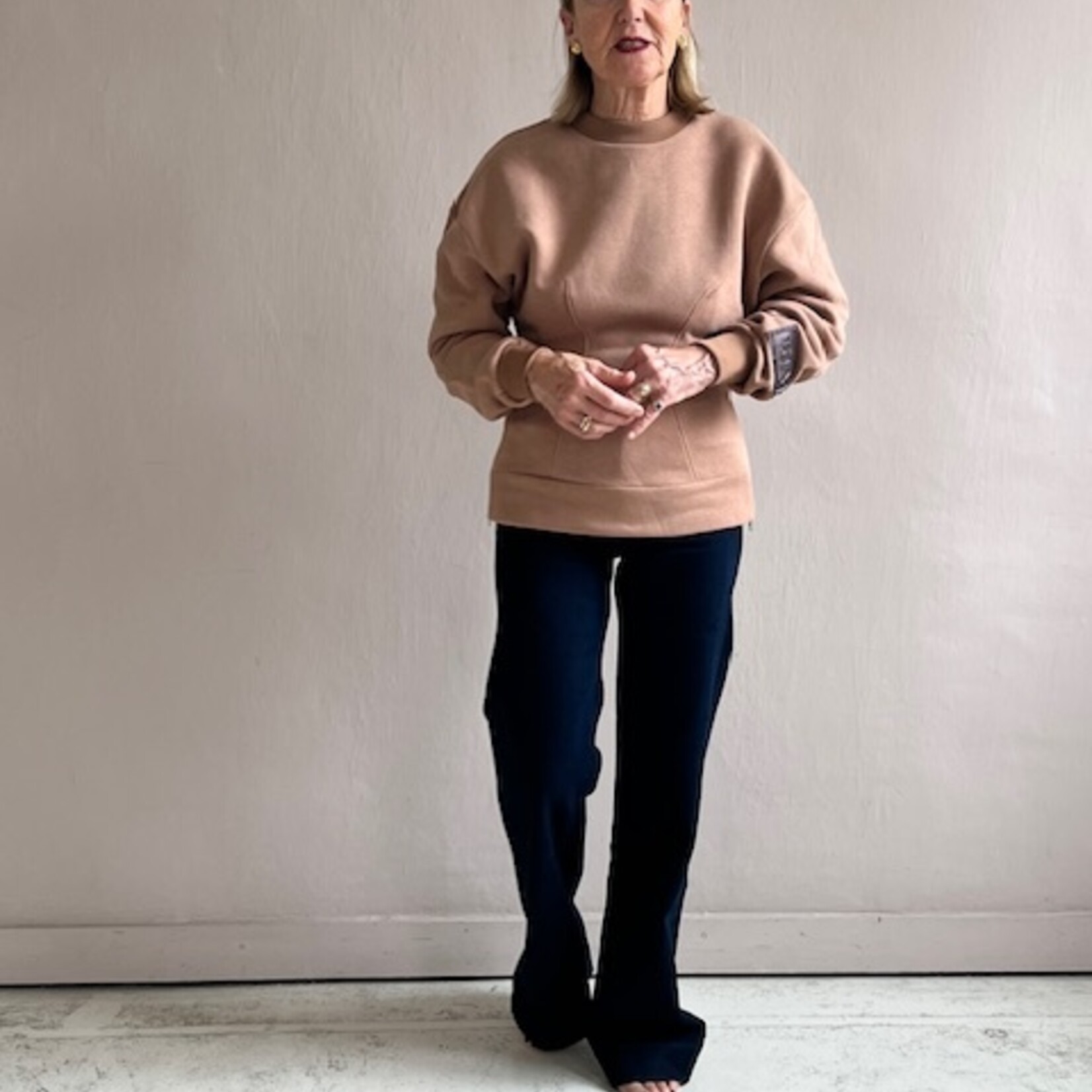 Tela Sweat felpa Vinca beige