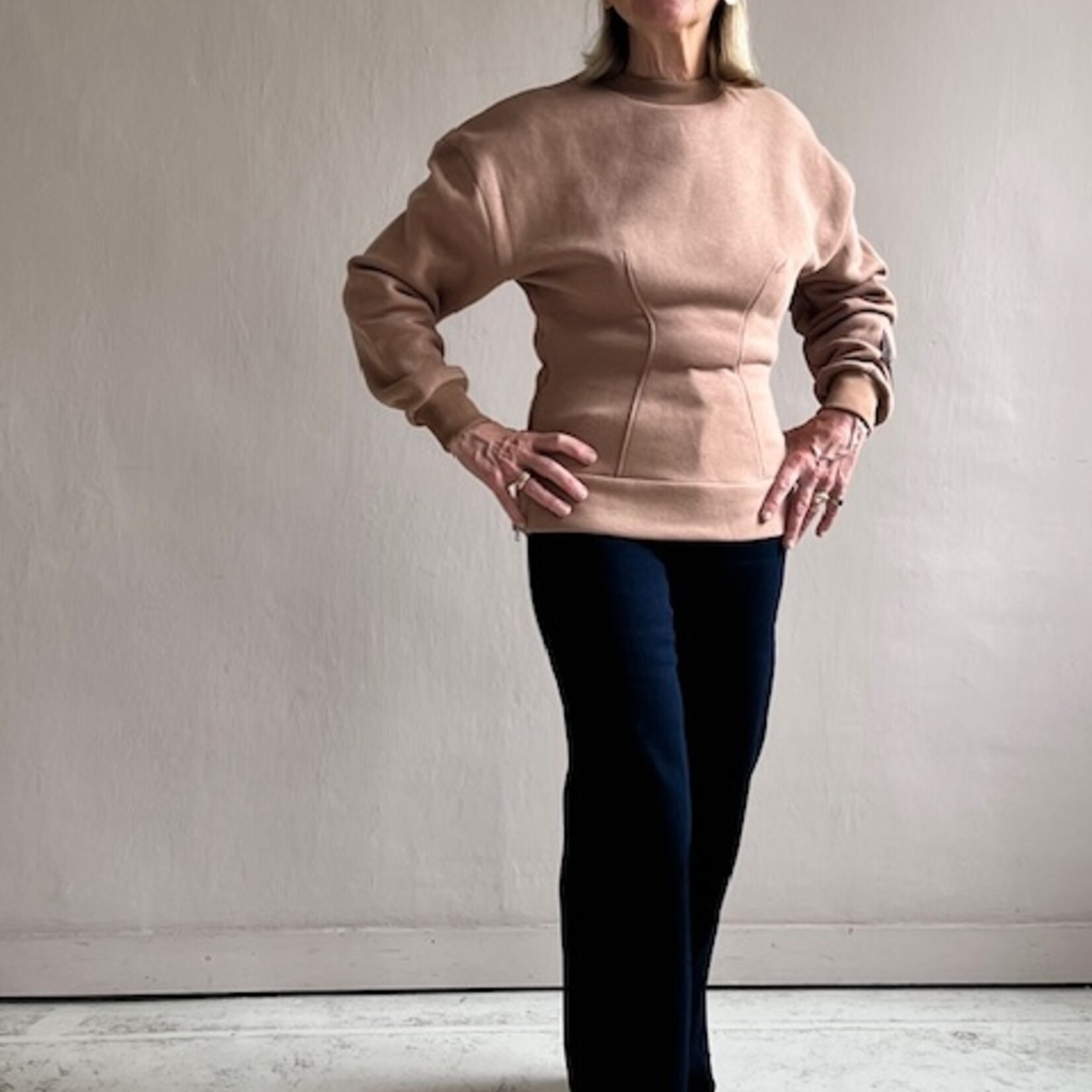 Tela Sweat felpa Vinca beige