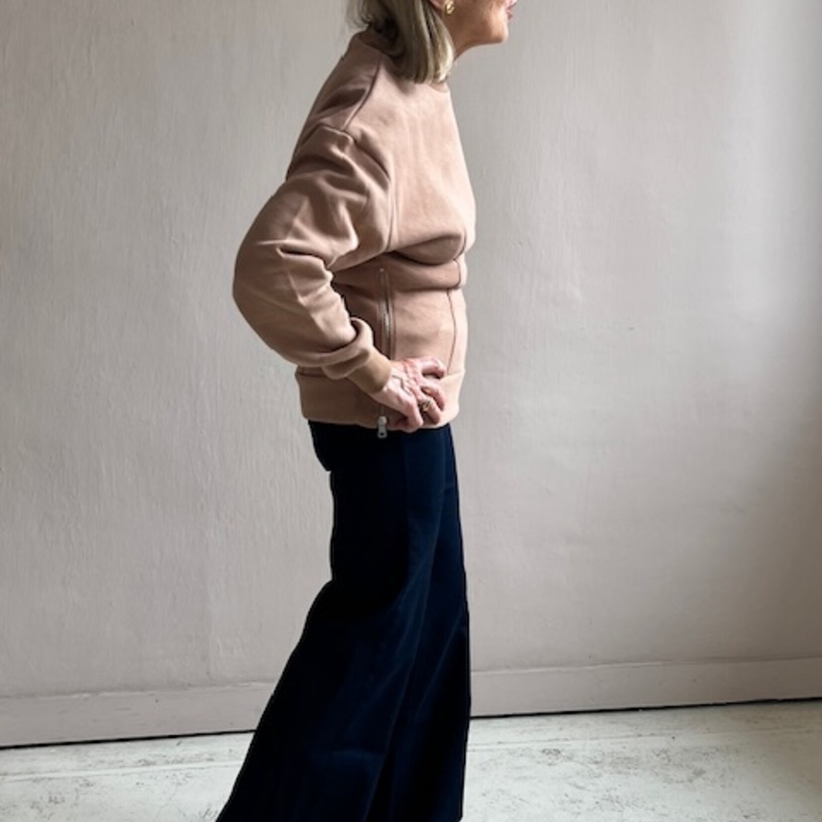 Tela Sweat felpa Vinca beige