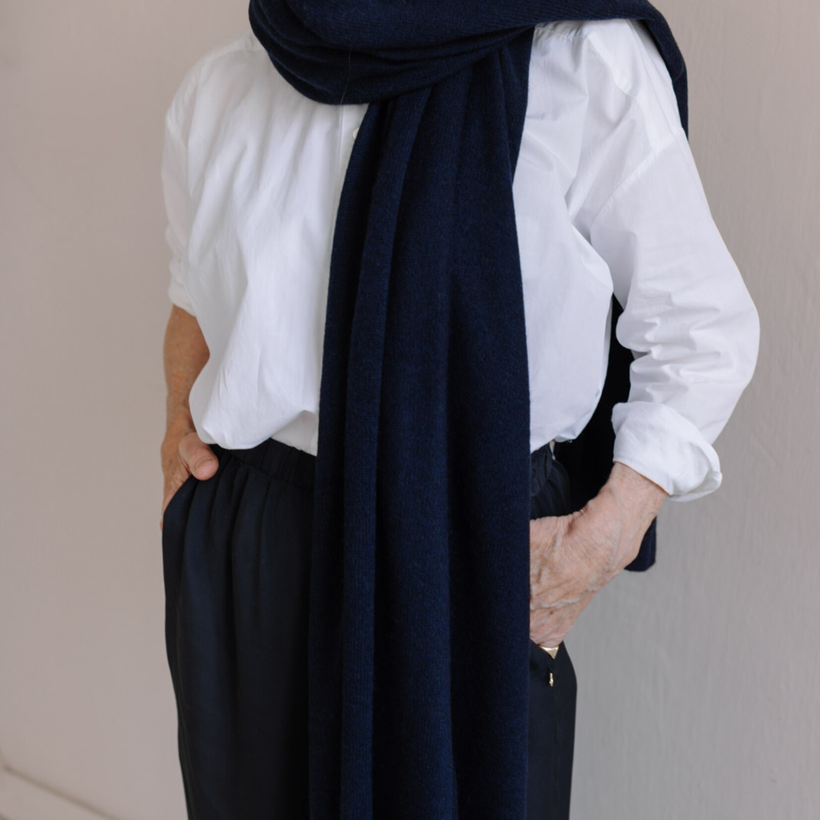 White + Warren Cashmere Travel Wrap deep blue