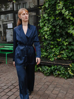 Ottod'Ame Wide viscose pants navy