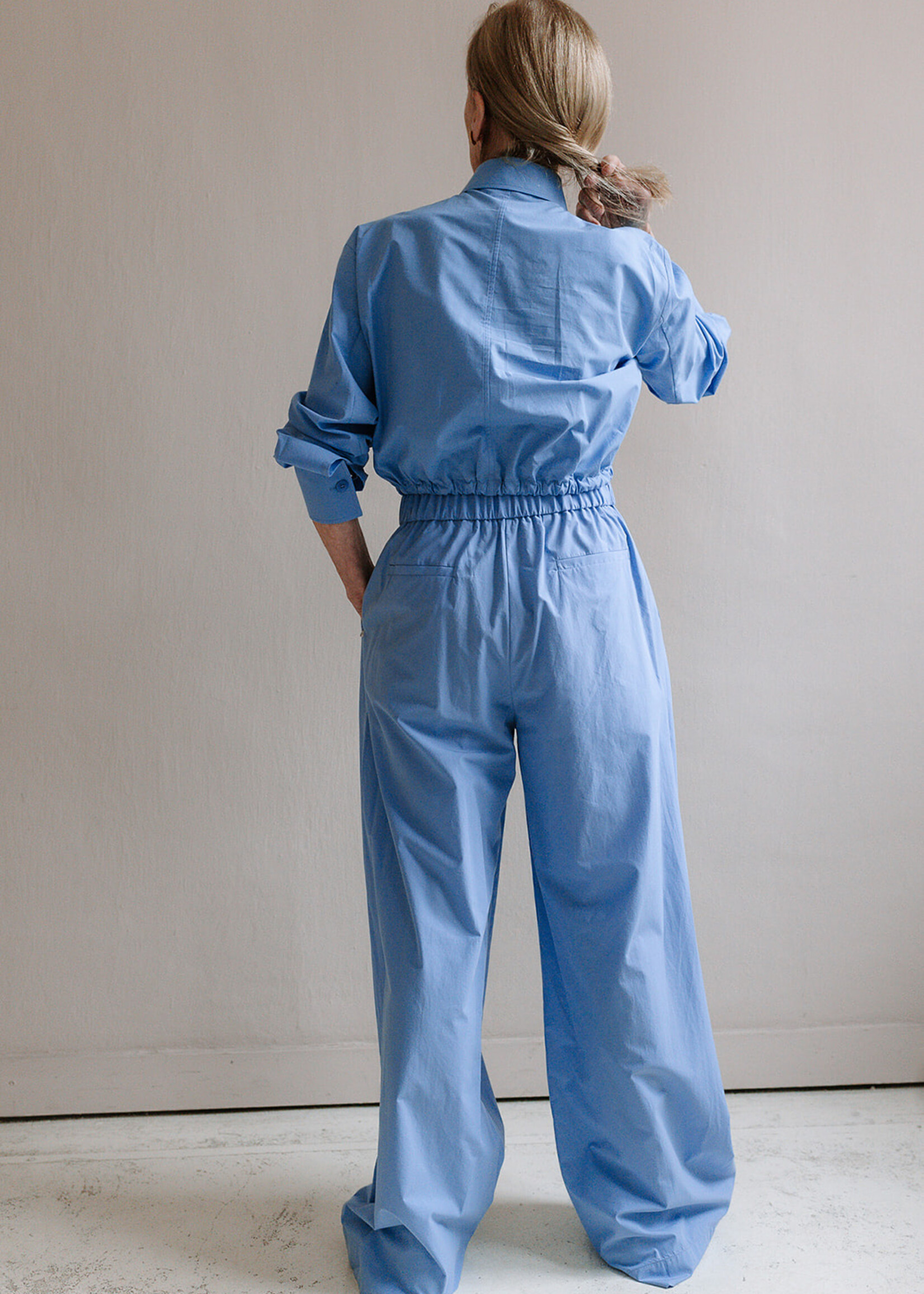Ottod'Ame Pleated Cotton Trousers (Azur Blue)