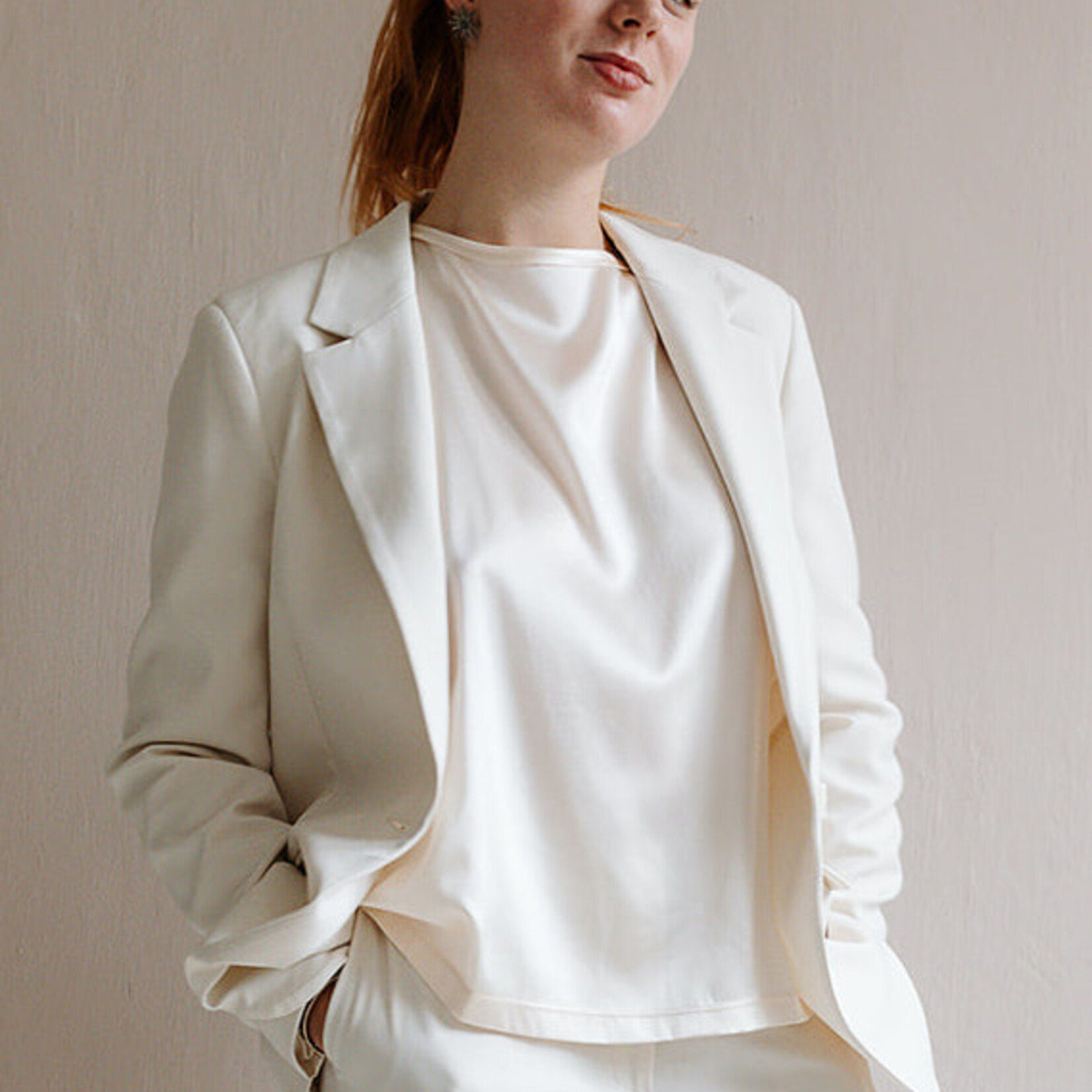 Ottod'Ame One Button Blazer (Cream)