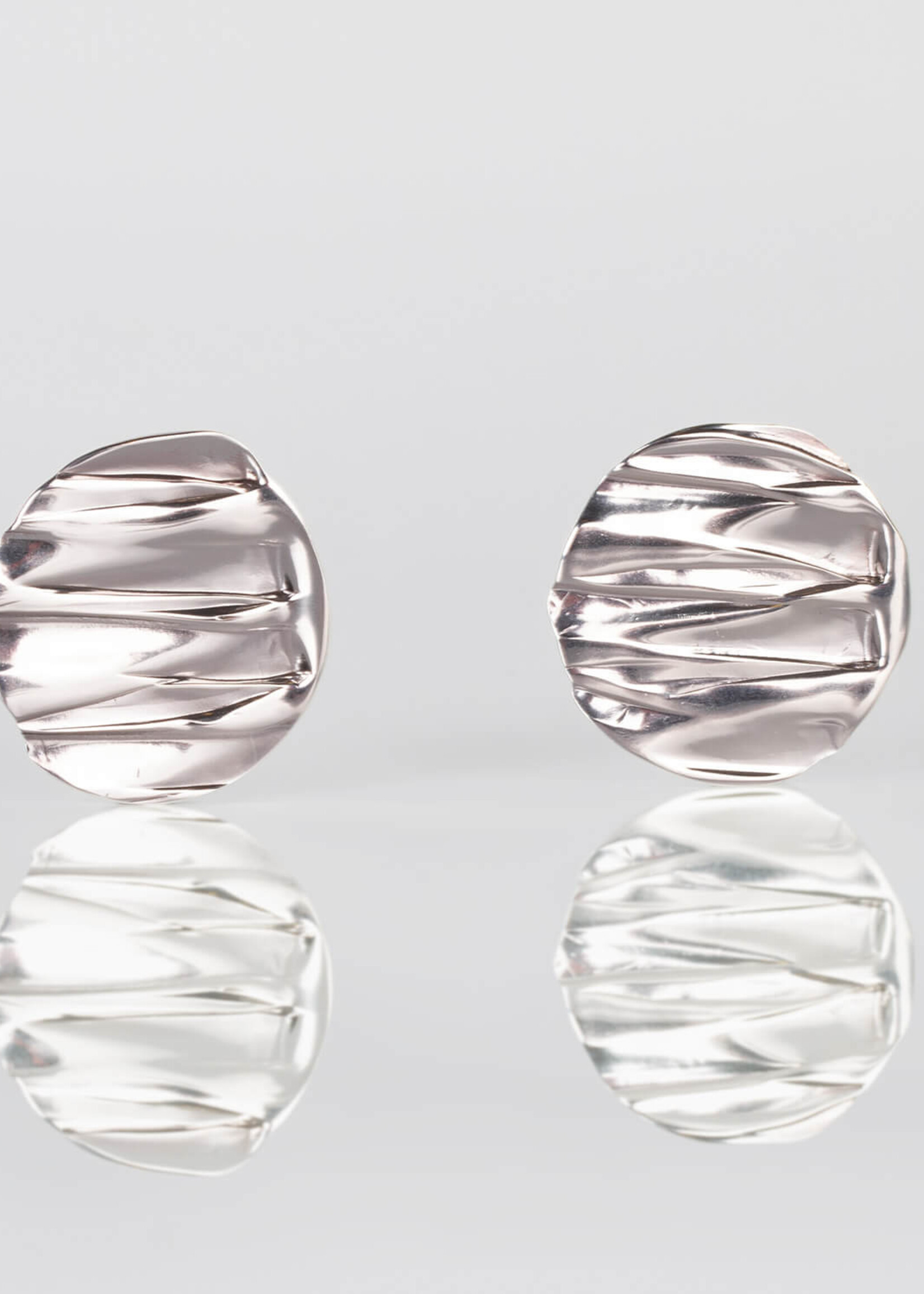 Tweek-eek Gray weave round earrings silver