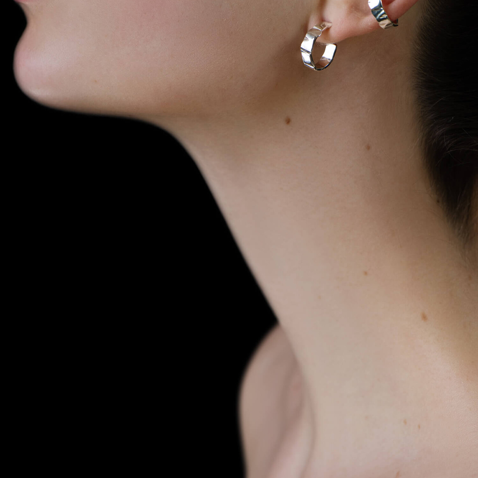Tweek-eek Gray loops ss earrings silver (small)