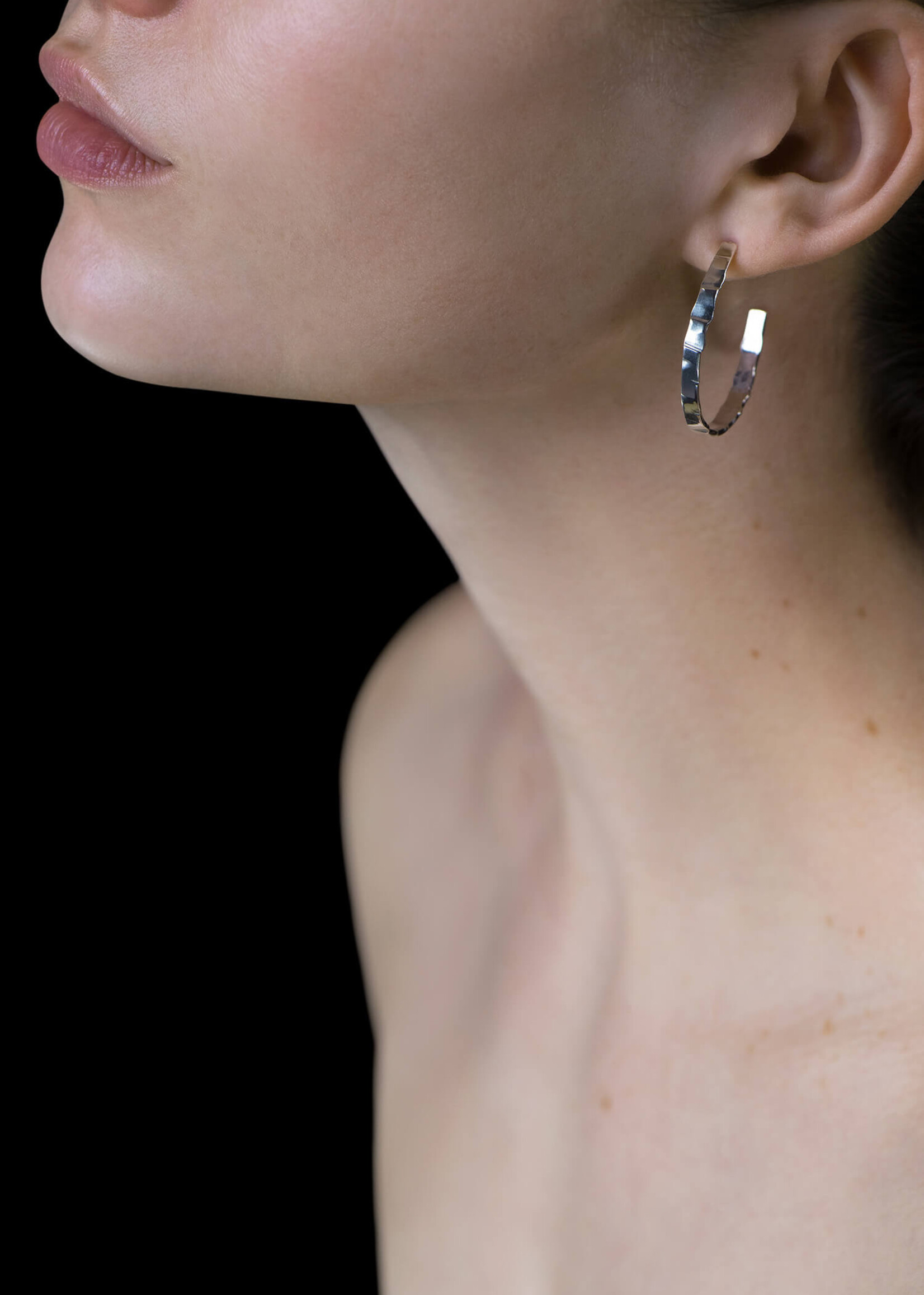 Tweek-eek Gray loops s earrings silver (medium)